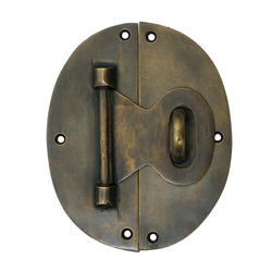 Oval Back Lock with Hook 4 inch L x 5 inch W, Antique Brass