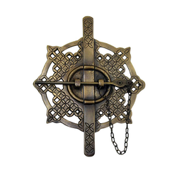 Ornate Asian-Style Latch 7-1/4 inch L x 9 inch W, Antique Brass