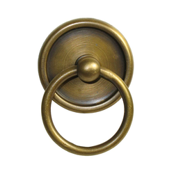 Ring Pulls 1-5/8 Inch Diameter Unlacquered Antique Brass Cabinet Ring Pull