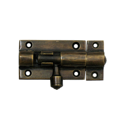 Small Cylinder Surface Bolt 2-7/8 inch L, Antique Brass