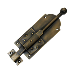 Cabinet Surface Bolt with Latch 7-5/8 inch Long, Antique Brass