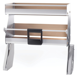  iMove Double Shelf Pull Down Shelving System for 24 Inch Width Frameless Cabinets with 22-1/2 Inch Wide x 11 Inch Deep Minimum Openings, Silver/Maple 