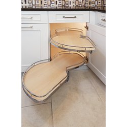 Lemans II Series 50 Blind Corner Organizer, Blind Right, Includes Two-18 Inch Trays, Post, and Soft Close, Min. Face Frame Opening 17-3/4 Inch W x 21-1/2 Inch H, Chrome/Maple