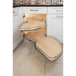 Lemans II Series 60 Blind Corner Organizer, Blind Left, Inc. Two-21 Inch Trays, Post, and Soft Close, Min. Face Frame Opening 21-1/4 Inch W x 21-1/2 Inch H, Champagne/Maple