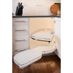 Lemans II Series 50 Blind Corner Organizer, Blind Right, Includes Two-18 Inch Trays, Post, and Soft Close, Min. Face Frame Opening 17-3/4 Inch W x 21-1/2 Inch H, Chrome/White