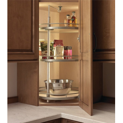 20% OFF 19-3/4 Inch Diameter Arena Plus 3 Shelf Twister Set for Upper Cabinets, Adjustable Height 38, 42-1/4 Inch, Chrome/Maple