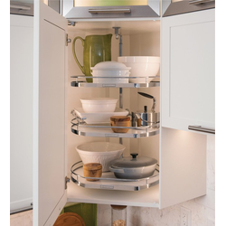 20% OFF 19-3/4 Inch Diameter Arena Plus 2 Shelf Twister Set for Upper Cabinets, Adjustable Height 25-15/16, 30-1/2 Inch, Chrome/White