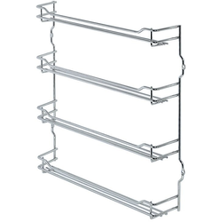 Spice Rack, Four Shelf, Steel, Chrome, W x H: 391 x 395 mm (15 3/8 x 15 9/16")