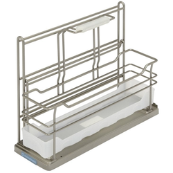 Portero Base Mounted Pull-out Single Basket Storage Unit, 6-3/8 Inch Width X 15-3/4 Inch High X 19-1/2 Inch Deep, Champagne