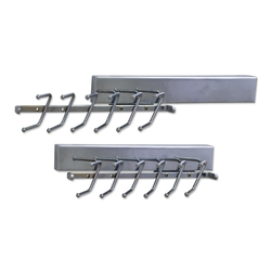 11-5/8 Inch Length Sliding Belt Rack with 6 Sets of Pegs to Hold 12 Ties, Polished Chrome