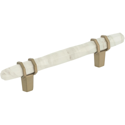 Carrione 3-3/4 Inch Center to Center Contemporary Pull, Marble White/Golden Champagne