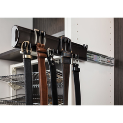 13-1/2 Inch Width x 1-15/16 Inch Depth x 2-9/16 Inch Height Inch Belt Rack with 6 Double Hooks (12 Hooks), Satin Nickel
