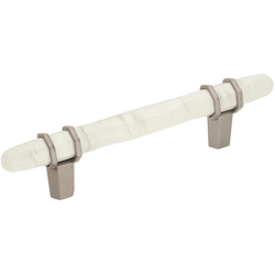Carrione 3-3/4 Inch Center to Center Contemporary Pull, Marble White/Satin Nickel