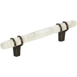 Carrione 3-3/4 Inch Center to Center Contemporary Pull, Marble White/Oil-Rubbed Bronze