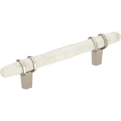 Carrione 3-3/4 Inch Center to Center Contemporary Pull, Marble White/Polished Nickel