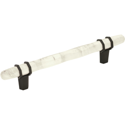 Carrione 5-1/16 Inch Center to Center Contemporary Pull, Marble White/Black Bronze