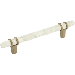 Carrione 5-1/16 Inch Center to Center Contemporary Pull, Marble White/Golden Champagne