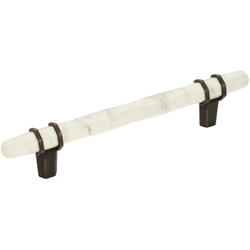Carrione 5-1/16 Inch Center to Center Contemporary Pull, Marble White/Oil-Rubbed Bronze
