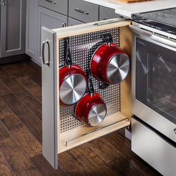 3 Inch Filler Space Pull-out Peg Board Organizer, 3 Inch Width x 30 Inch Height x 23 Inch Depth Required, Wood/Stainless Steel