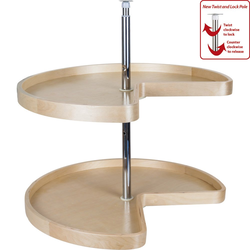28 Inch Diameter Kidney Banded Lazy Susan Set with Twist and Lock Adjustable Pole