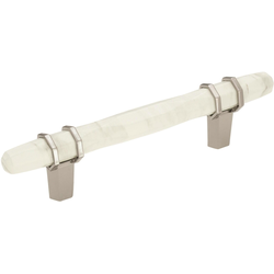 Carrione 5-1/16 Inch Center to Center Contemporary Pull, Marble White/Polished Nickel