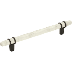 Carrione 6-5/16 Inch Center to Center Contemporary Pull, Marble White/Black Bronze