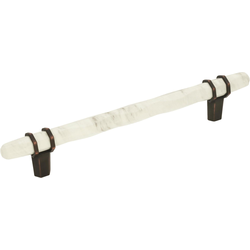 Carrione 6-5/16 Inch Center to Center Contemporary Pull, Marble White/Oil-Rubbed Bronze