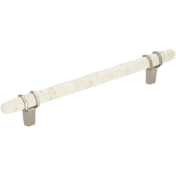 Carrione 6-5/16 Inch Center to Center Contemporary Pull, Marble White/Polished Nickel