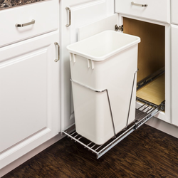 35 or 50 Quart Wire Bottom Mount Single Pullout Waste Container System (Trash Can Sold Separately), Chrome, Min. Cabinet Opening: 12 Inch Width
