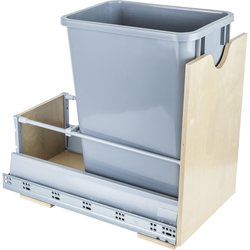 Preassembled 35 Quart Metal Drawer Box Single Pullout Waste Container, Grey, Min. Cabinet Opening: 15 Inch Width