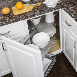 30-7/8, 38 Inch Width Door Mounted Universal Blind Corner Organizer for 15 -18 Inch Opening, Chrome