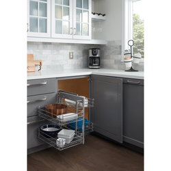 26 Inch Width Blind Corner Universal Basket Pullout for 15-3/4 Inch Opening, Chrome