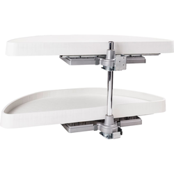 35 Inch Diameter Half-Moon Lazy Susan Set with White Plastic Trays, Min. Cabinet Opening: 15 Inch Width