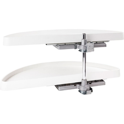 38 Inch Diameter Half-Moon Lazy Susan Set with White Plastic Trays, Min. Cabinet Opening: 18 Inch Width