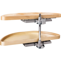 35 Inch Diameter Half-Moon Lazy Susan Set with Wood Trays, Min. Cabinet Opening: 15 Inch Width