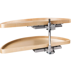 38 Inch Diameter Half-Moon Lazy Susan Set with Wood Trays, Min. Cabinet Opening: 18 Inch Width