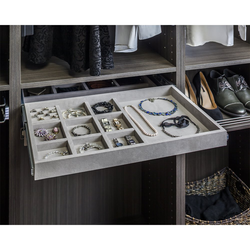 23-7/8 Inch Width 10 Compartment Felt Jewelry Organizer with Ring Insert, Grey