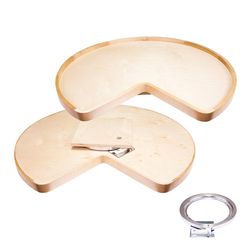 28 Inch Diameter Kidney Lazy Susan with Pre-installed 10 Inch Swivel
