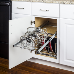11-3/8 Inch Width Cookware Lid Organizer Pullout for 15, 18 inch Base Cabinet, Chrome, Min. Cabinet Opening: 12 Inch Width