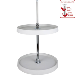 18 Inch Diameter Round Plastic Lazy Susan Set with Chrome Hubs, White