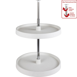 24 Inch Diameter Round Plastic Lazy Susan Set with Twist and Lock Pole, White