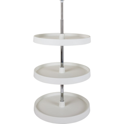 18 Inch Diameter 3 Shelf Round Plastic Lazy Susan Set w/ Twist and Lock- White
