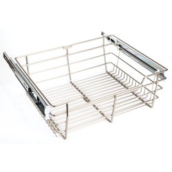 10% OFF Heavy Duty Closet Wire Pull out Basket for 24 Inch Minimum Cabinet Opening Width, Full Extension Side-Mounted Slides Included, 23” W x 14” D x 11” H, Satin Nickel 