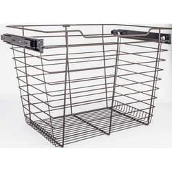 Heavy Duty Closet Wire Pull out Basket for 24 Inch Minimum Cabinet Opening Width, Full Extension Side-Mounted Slides Included, 23” W x 14” D x 17” H, Dark Bronze