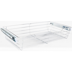 10% OFF Heavy Duty Closet Wire Pull out Basket for 24 Inch Minimum Cabinet Opening Width, Full Extension Side-Mounted Slides Included, 23” W x 14” D x 6” H, Polished Chrome 
