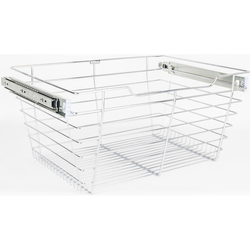 10% OFF Heavy Duty Closet Wire Pull out Basket for 30 Inch Minimum Cabinet Opening Width, Full Extension Side-Mounted Slides Included, 29” W x 14” D x 11” H, Polished Chrome 