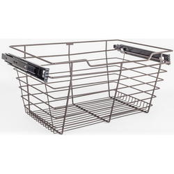 Heavy Duty Closet Wire Pull out Basket for 30 Inch Minimum Cabinet Opening Width, Full Extension Side-Mounted Slides Included, 29” W x 14” D x 11” H, Dark Bronze