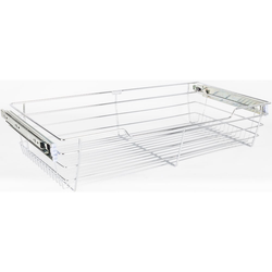 Heavy Duty Closet Wire Pull out Basket for 30 Inch Minimum Cabinet Opening Width, Full Extension Side-Mounted Slides Included, 29” W x 14” D x 6” H, Polished Chrome