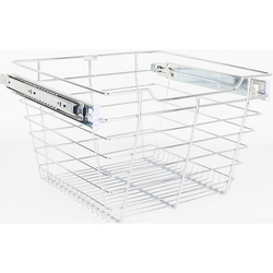 10% OFF Heavy Duty Closet Wire Pull Out Basket for 18 Inch Cabinet Opening Width, Full Extension Side-Mounted Slides Included, 17” W X 16” D X 11” H, Polished Chrome 