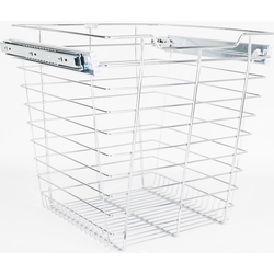 Heavy Duty Closet Wire Pull out Basket for 18 Inch Minimum Cabinet Opening Width, Full Extension Side-Mounted Slides Included, 17” W x 16” D x 17” H, Polished Chrome